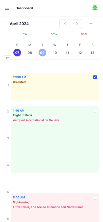screen of the app mobile